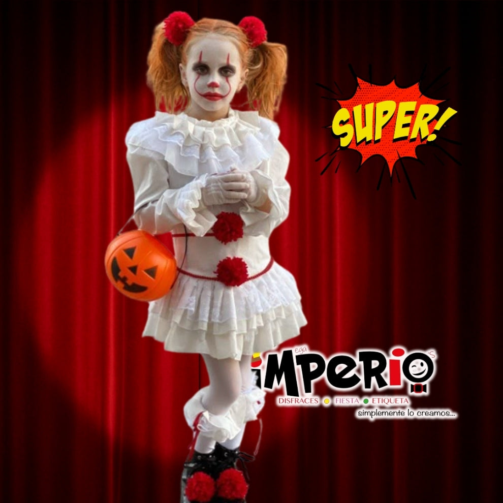 Disfraz de payasa IT para niña estilo Halloween