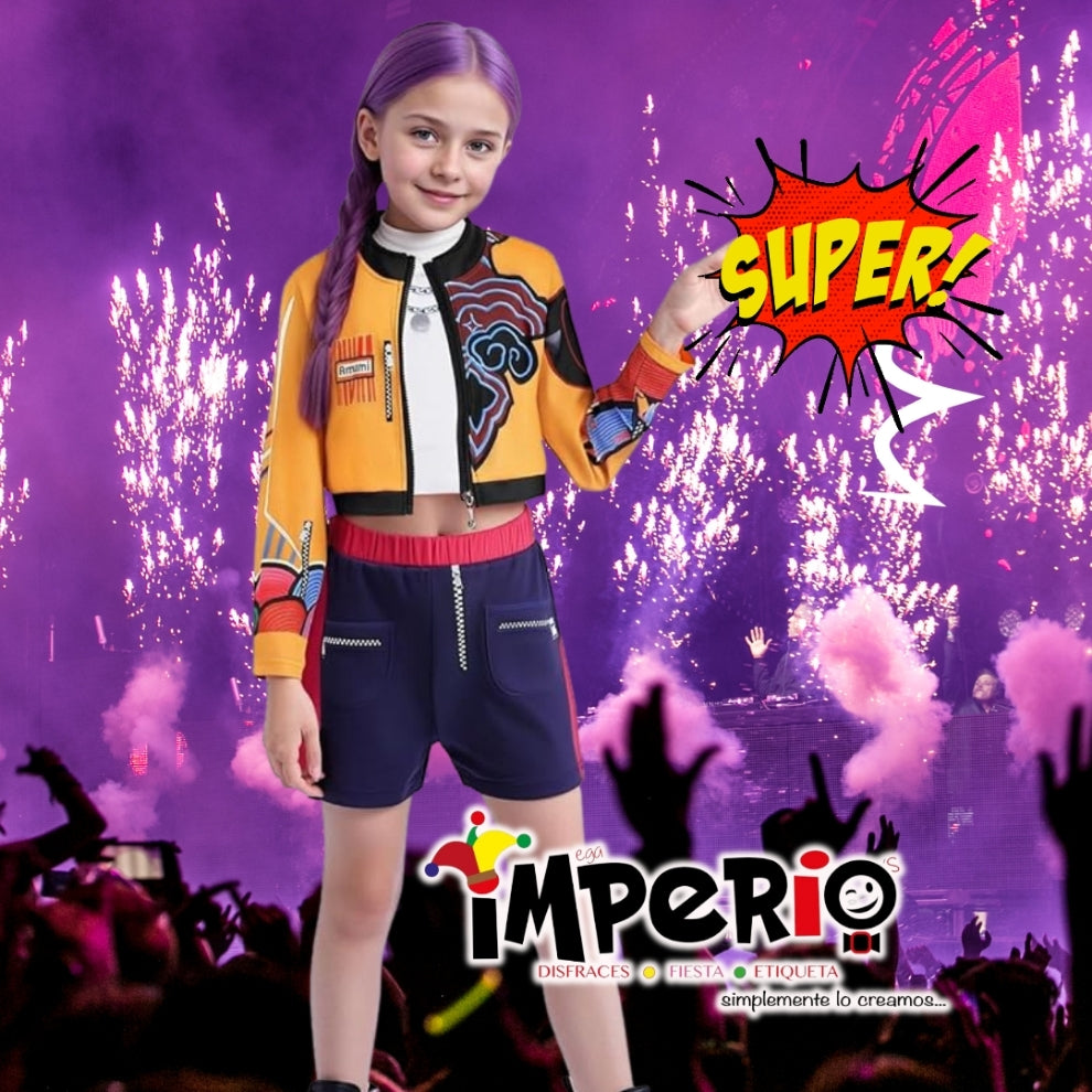 Disfraz infantil de guerrera K-pop Rumi sublimado