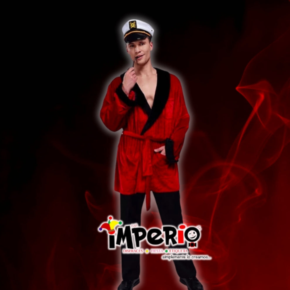 Disfraz de Hugh Hefner para hombre con bata y gorro