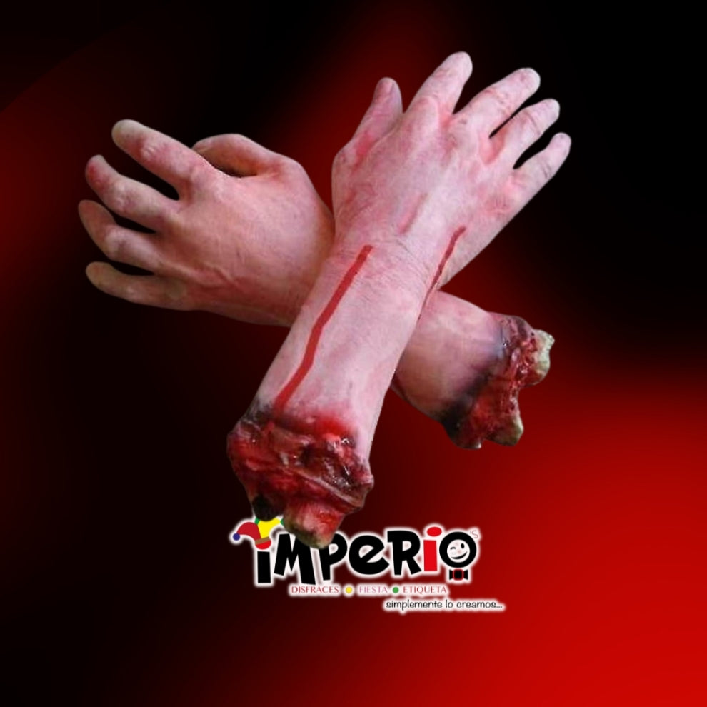 Manos de látex sangrientas para decoración de Halloween